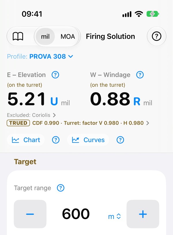 Firing solution screen
