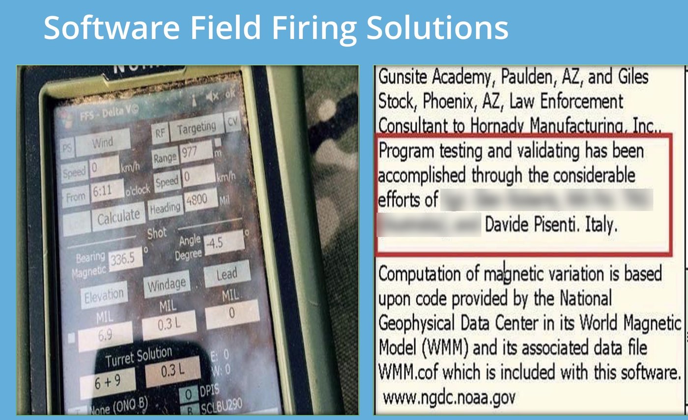 Field Firing Solutions: program screen and credits